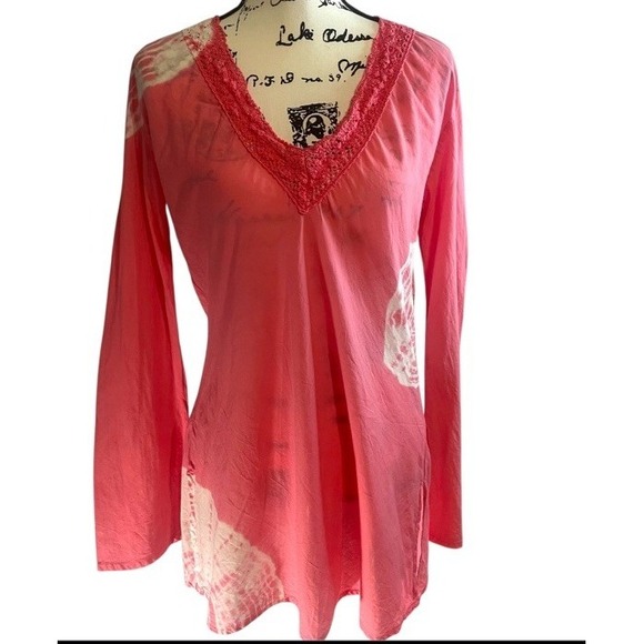 Bleu Clair Claire Pettibone Tops - Bleu Clair Claire Pettibone Coverup Tunic Pink Tie Dye‎ Made USA Women's Medium